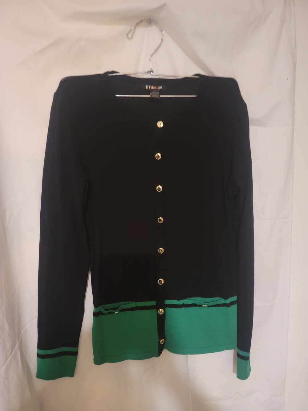 Black and Green Button-Up Women's Sweater - BYdesign
